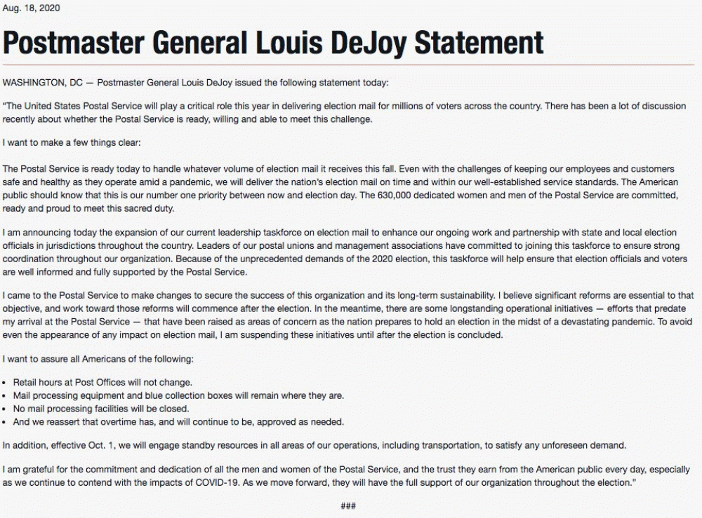 DeJoy statement